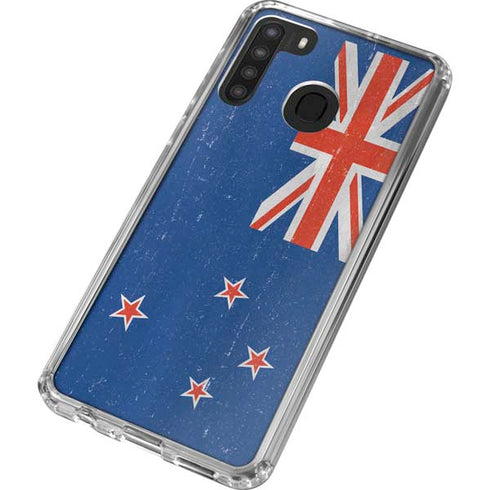New Zealand Flag Distressed Galaxy A21 Clear Case